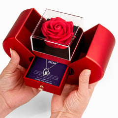 Forever Love Necklace with Red Heart Rose Box - To My Mom